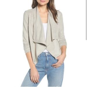 BLANKNYC Faux Suede Drape Front Jacket